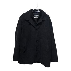 Kenneth Cole Reaction Black Wool Blend Peacoat Men’s Size XL